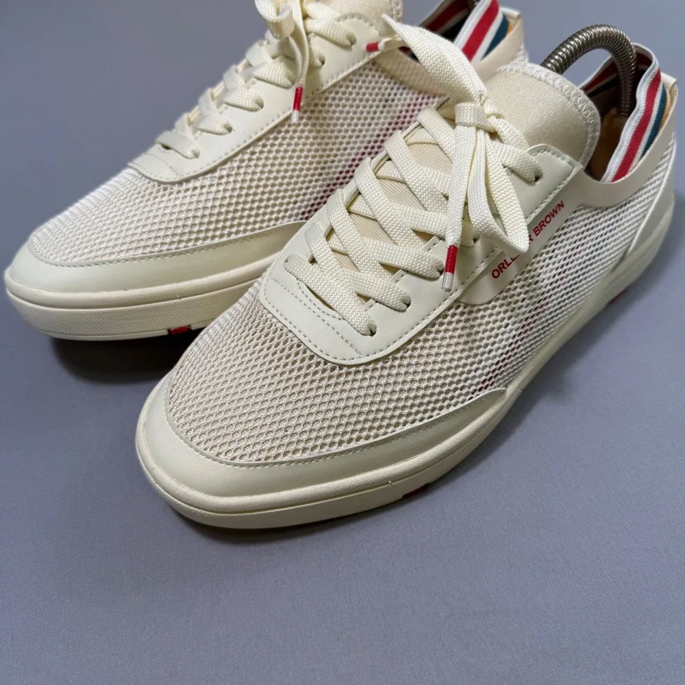 Orlebar Brown Larson OB Stripe Water Shoes Mens UK 8 US 9 White Mesh Resort NEW